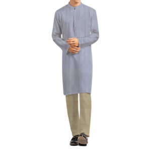 AL AWALI Men's Unstitched Fabric Premium Fancy Jacquard for Kurta - 58 inch x 2.5 mtr, Light Grey