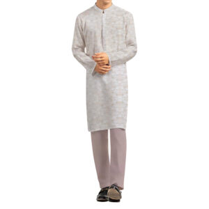 AL AWALI Men's Unstitched Fabric Premium Fancy Jacquard for Kurta - 58 inch x 2.5 mtr, Grey