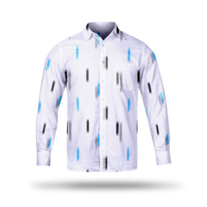 AL AWALI Men's Unstitched Fabric Printed 100% Fancy Cotton for Shirting - 58 inch x 1.75 mtr, Grey/Blue